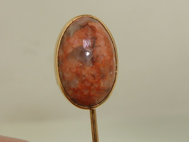 Antique Victorian rose gold filled rhodochrosite stick pin