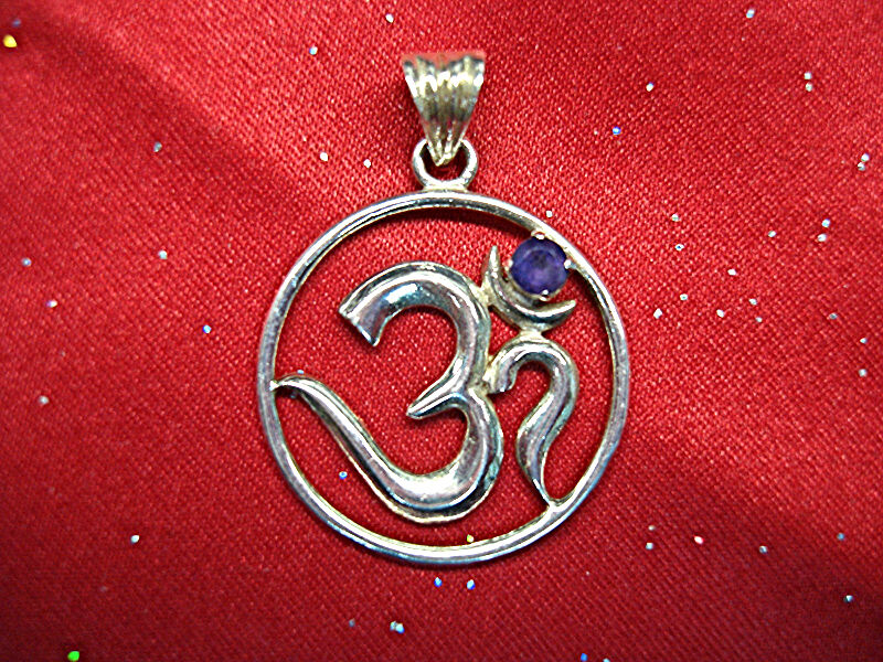 Sterling silver amethyst pendant with Islamic symbol