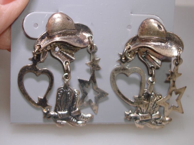 Sterling Silver Cowboy Hat Dangle Earrings