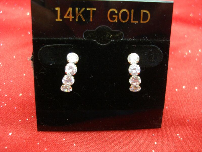 14K yellow gold CZ stud earrings with sparkling 4mm cubic zirconia stones