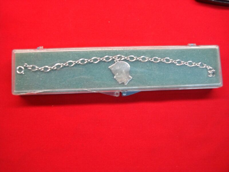 Vintage sterling silver boy charm bracelet, new in box (7 3/4 inches)