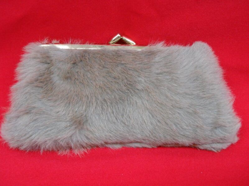Vintage Australian kangaroo fur clutch purse by Elgo Agencies, gold hardware, excellent condition.