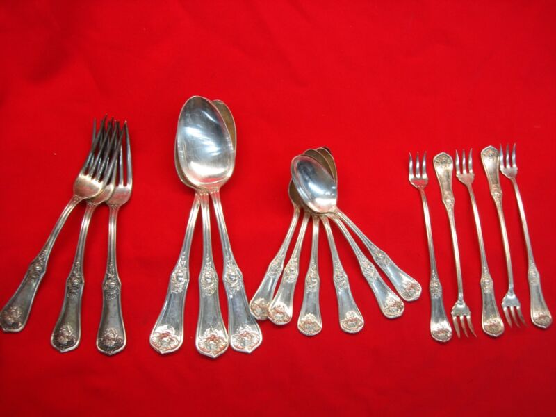 Vintage Oxford Silver Plate Garland Pattern Flatware Set - 17 Piece
