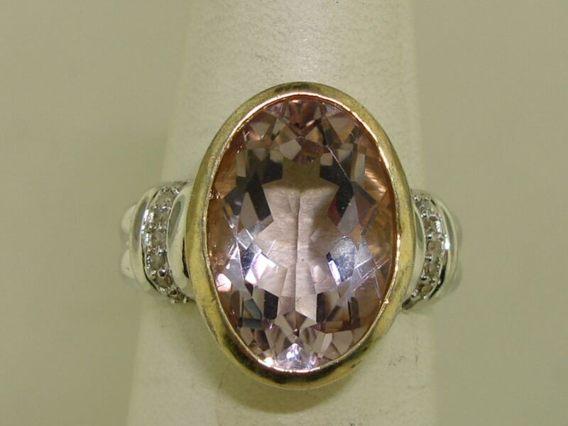 Gorgeous 3+ carat amethyst and diamond ring in sterling silver and gold plated