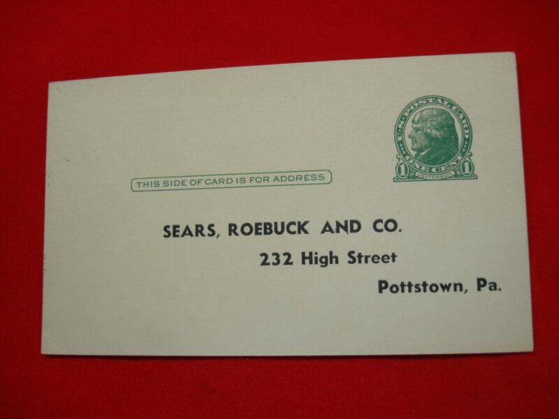 Vintage Sears, Roebuck & Co. order postcard from Pottstown, Pennsylvania (WWII era)