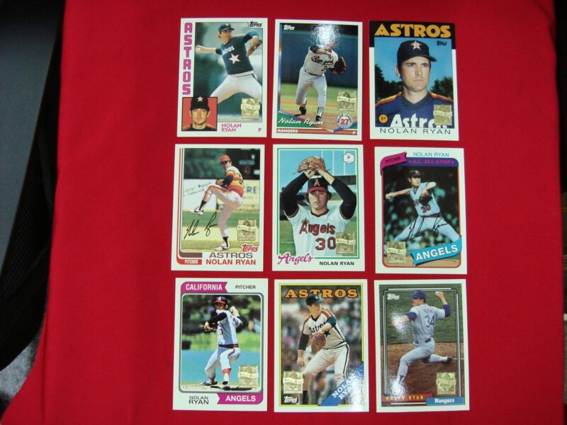 Set of 9 Vintage 1998 Topps Nolan Ryan Commemorative Reprint Baseball Cards