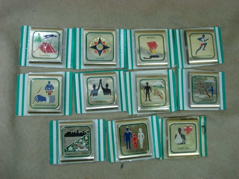 Vintage Boy Scouts of America merit badge slides, NOS