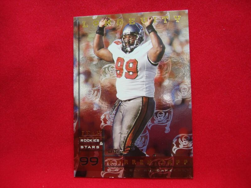 1998 Leaf Rookies & Stars Warren Sapp #156 Longevity /50 Serialized Football Card