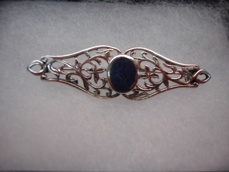 Vintage Sterling Silver Lapis Lazuli Bar Pin - 925 Silver