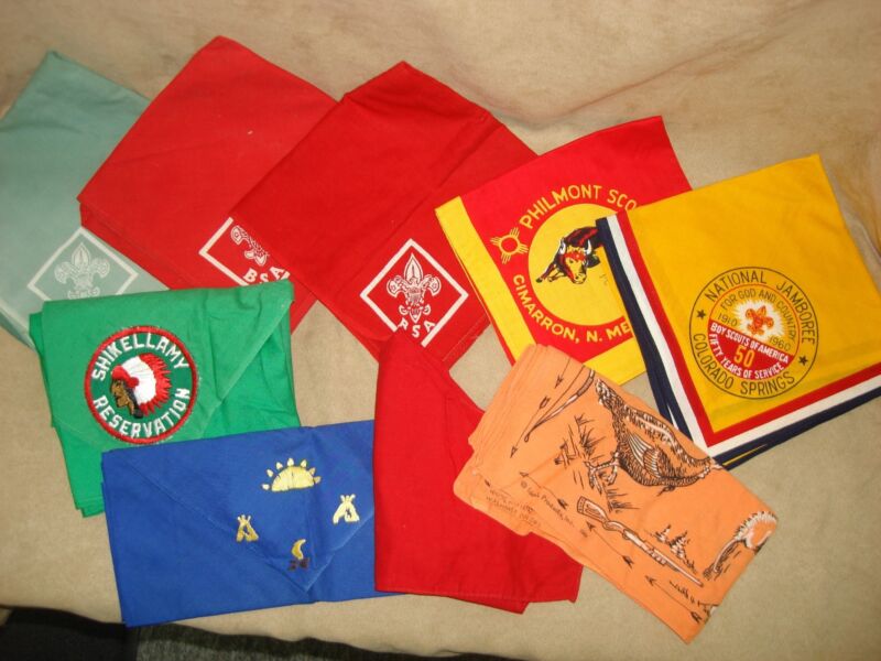 Set of 9 vintage Boy Scout kerchiefs from the 1960s