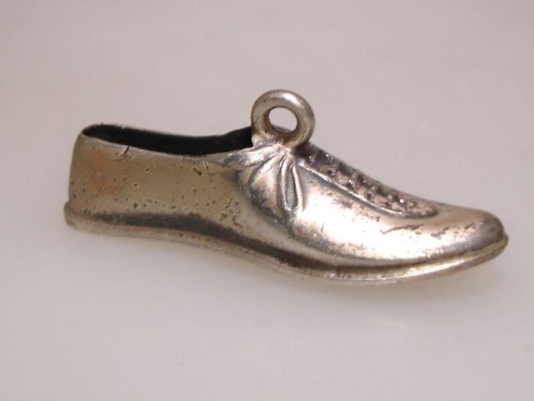 Vintage sterling silver track shoe charm, hallmark BHS-46