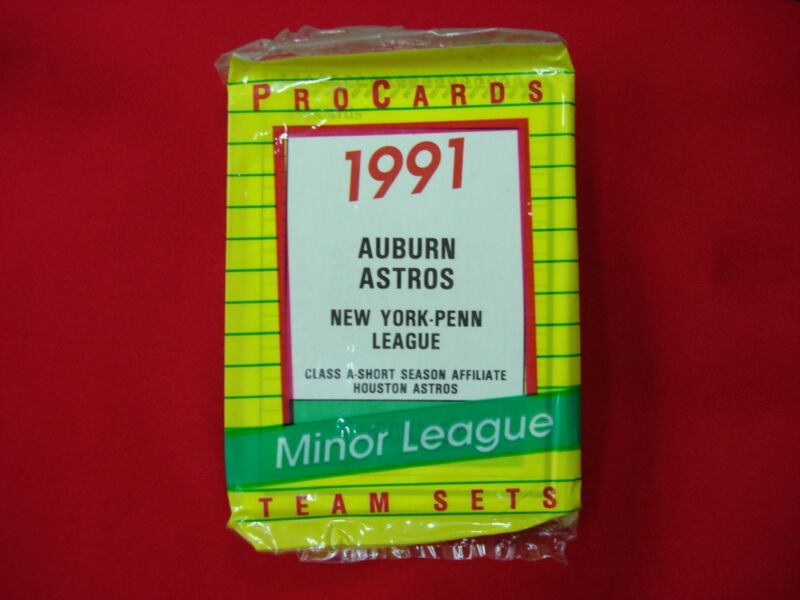 Sealed factory pack of 1991 Auburn Astros Minor League Baseball cards