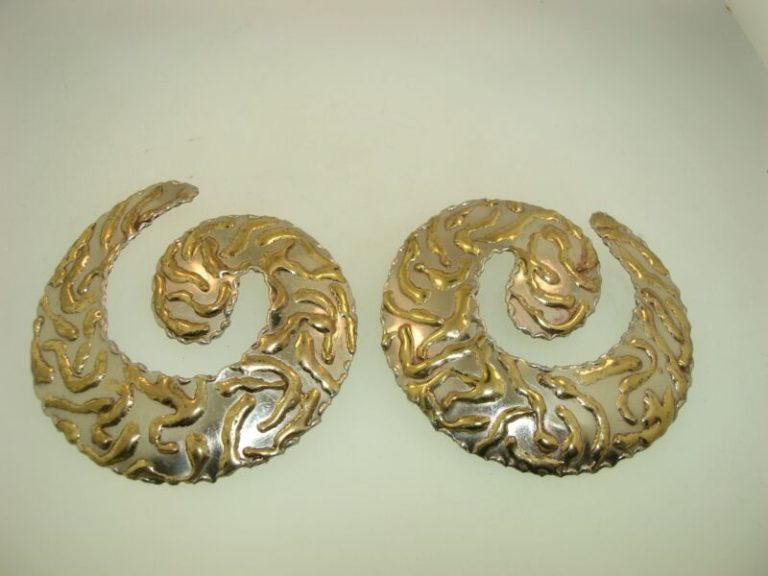 Vintage 1970s Mexico Modernist Silver Earrings Signed Luciano