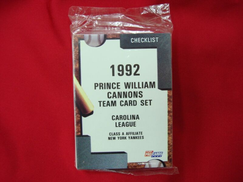 Sealed 1992 Fleer Procards MiLB team set of the Prince William Cannons, New York Yankees affiliate