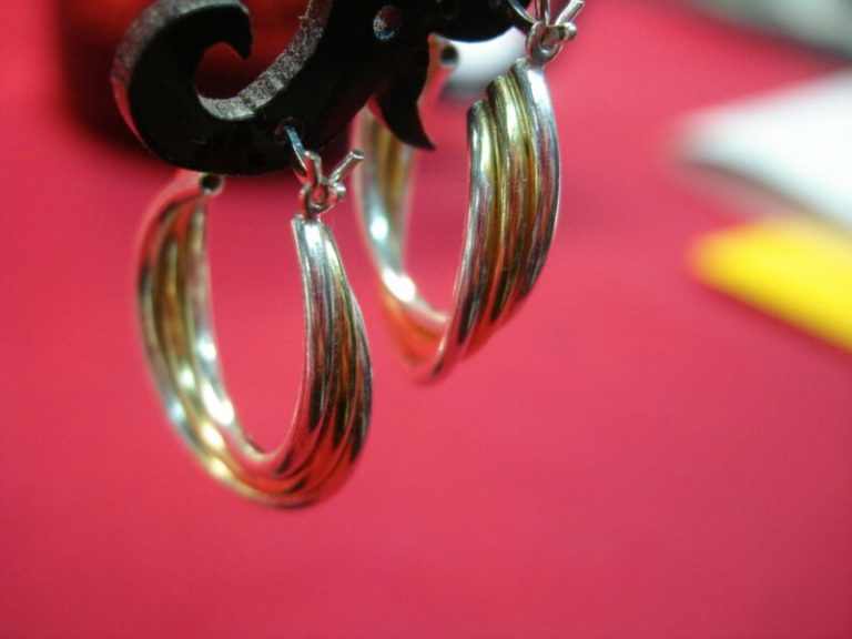 Sterling silver gold vermeil hoop earrings with a twisted tube design