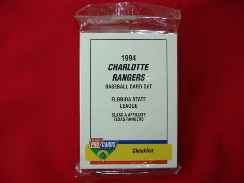 Sealed 1994 Charlotte Rangers minor league baseball card set by Fleer ProCards