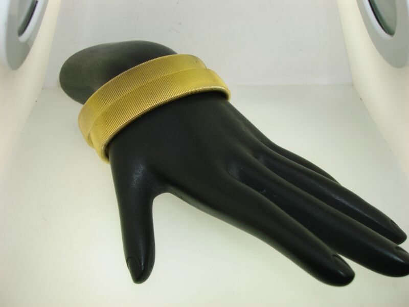 Pair of vintage gold-tone stretchy sleeve bracelets