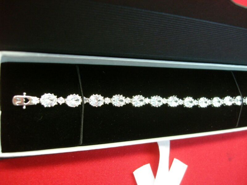 Sterling Silver Bracelet with Cubic Zirconia Stones, Pre-Owned