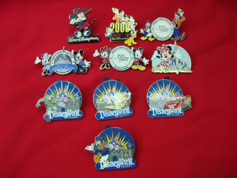 10 Disney World Trade Pins - Includes Limited Edition and Exclusive Year of a Million Dreams Pin