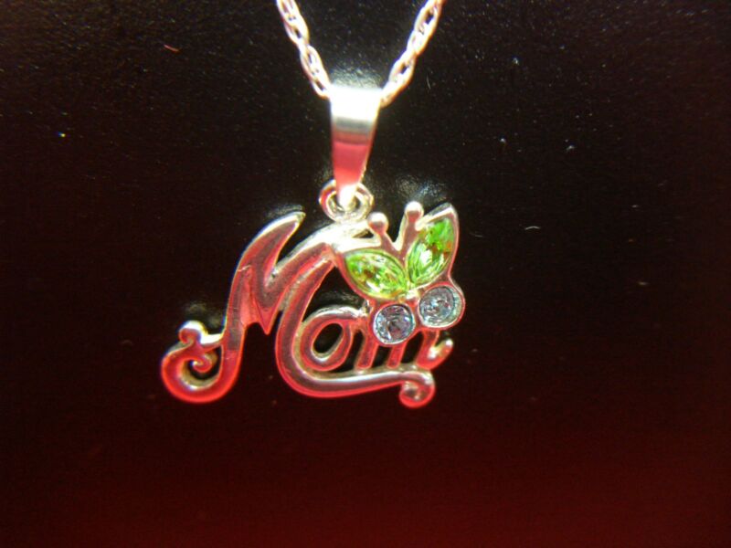 Sterling Silver Mom Butterfly Pendant Necklace