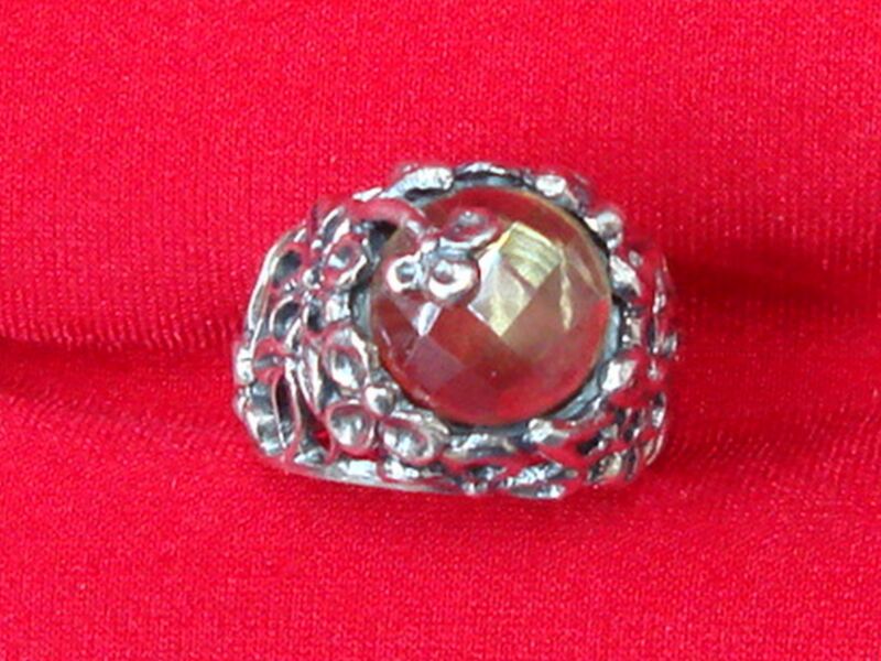 Vintage sterling silver Art Nouveau citrine ring, size 7