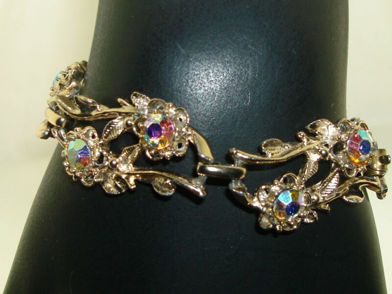 Vintage 1970s Iridescent Rhinestone Bracelet