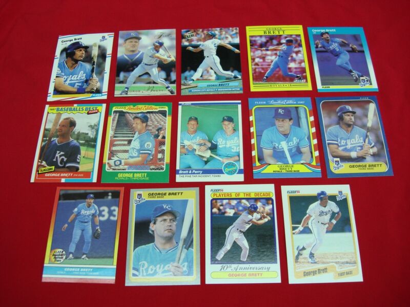 Collection of 14 George Brett Fleer baseball cards