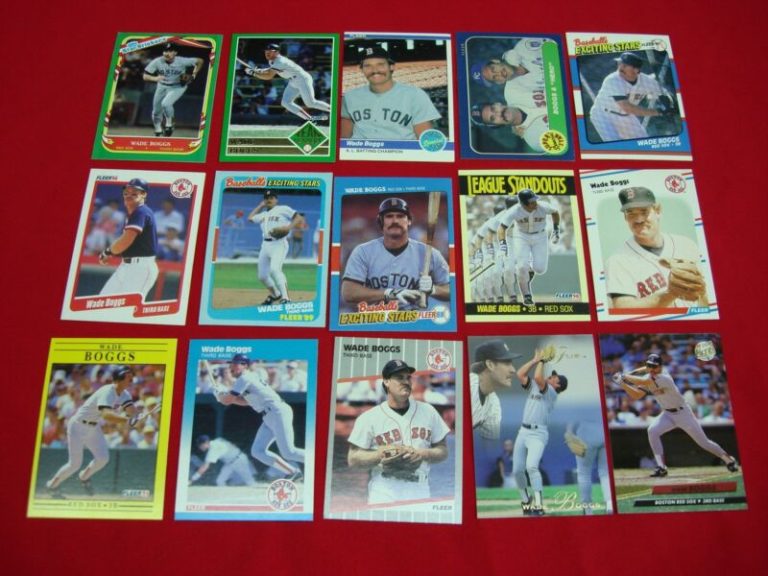 Collection of 15 Wade Boggs baseball cards from Fleer, Flair, and Ultra brands (1980s & 90s) in great condition.