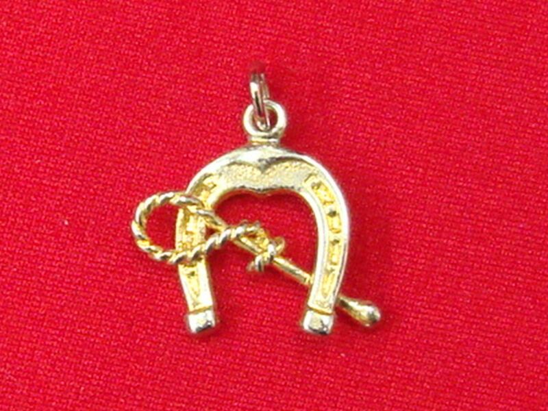 Sterling silver horseshoe and riding crop charm
