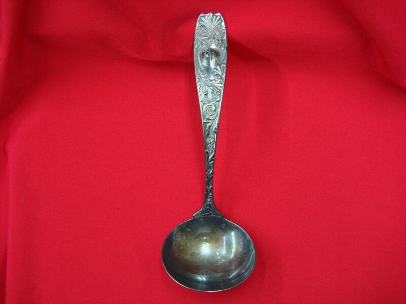 Gorham sterling silver plated 'Royal' ladle, 9 inches long, monogrammed EW, excellent condition