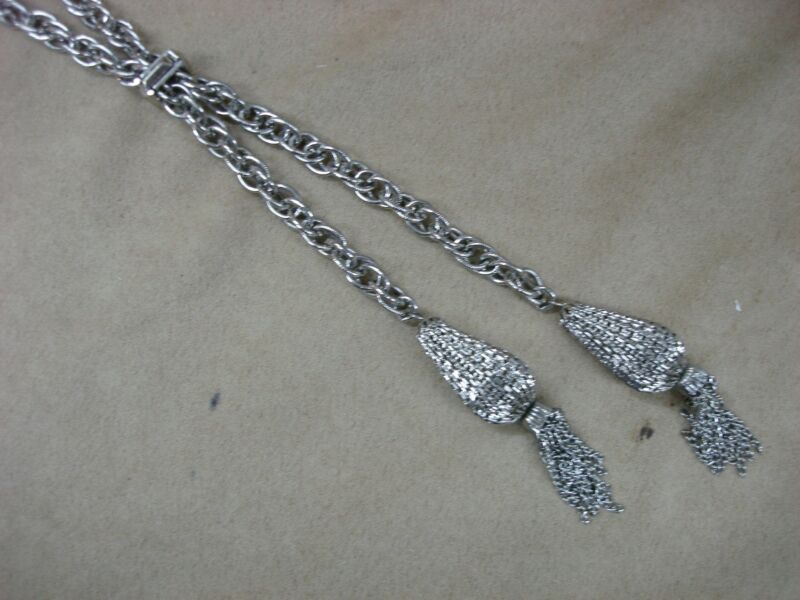 Vintage 1970s-80s Heavy Silver Dangle Fringe Necklace