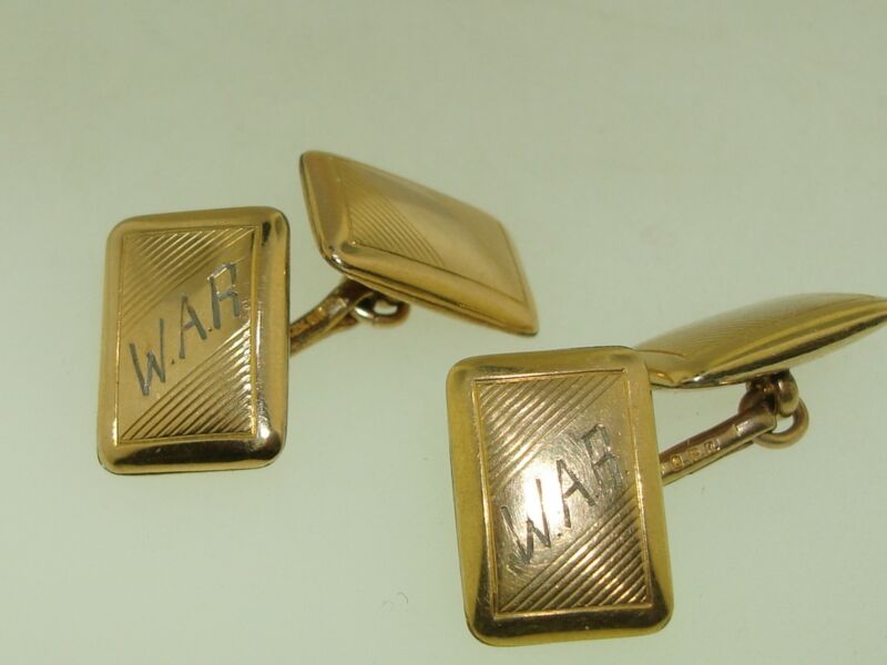 Vintage 1960s gold-filled cufflinks signed D.P.H., engraved W.A.R.
