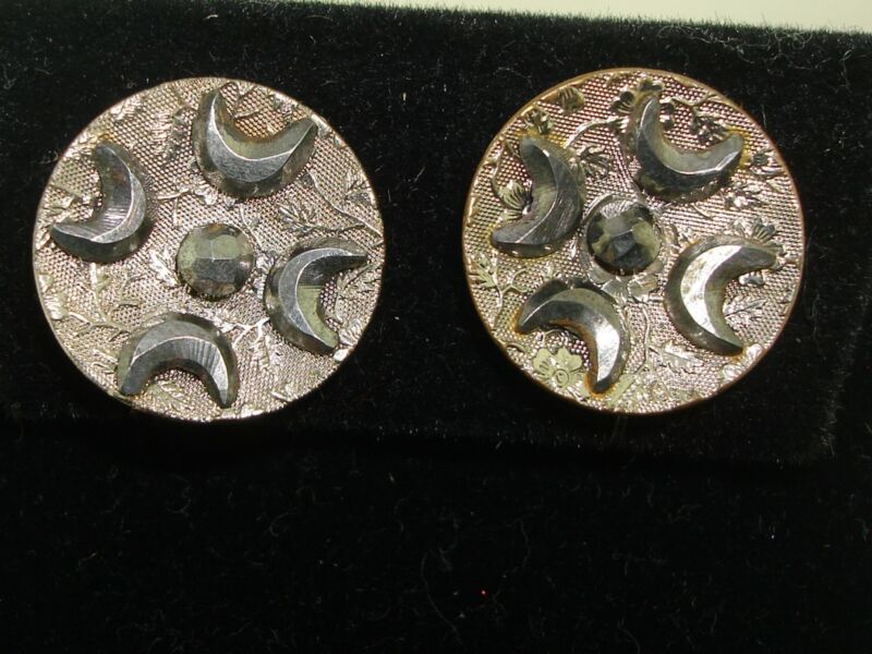 Antique 1930s Art Nouveau cut steel clip-on earrings