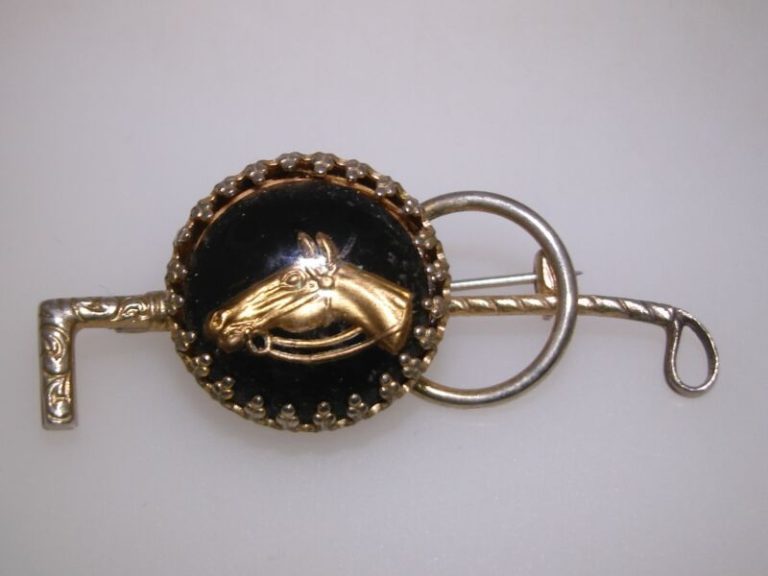 Vintage crystal horse head pin brooch, 1940s-50s