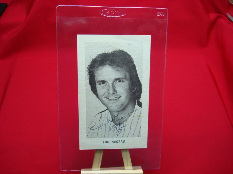 Tug McGraw Autographed Photo - Signed 3x5 Phillies Memorabilia