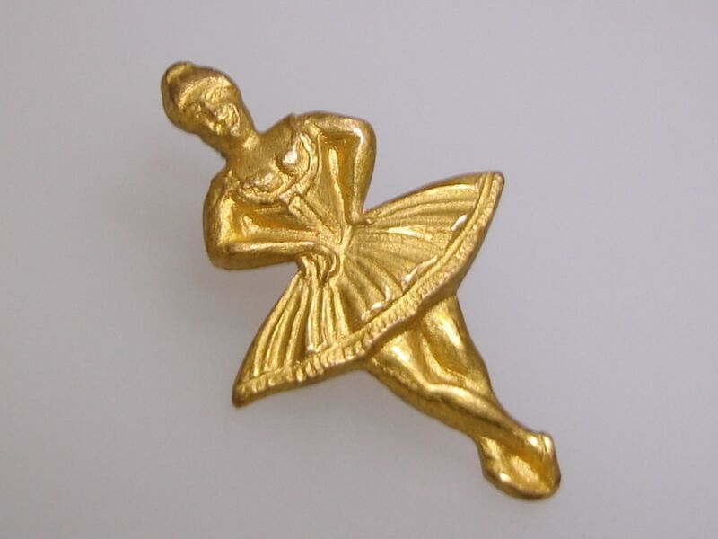 Antique Scottish Highland Dancer hat pin, gilt metal Masonic vintage charm