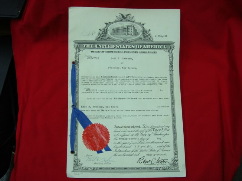 Vintage 1958 US Patent for an Automatic Drinking Fountain