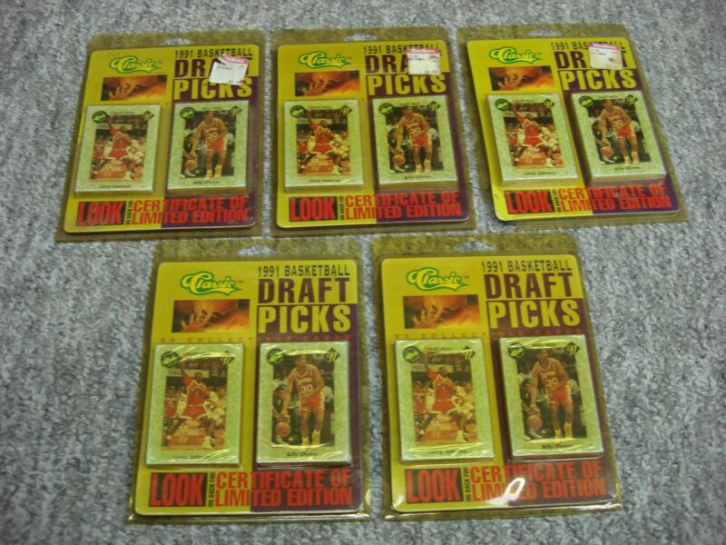 1991 Classic Basketball Draft Picks Sets (5 unopened) - Rookie Cards of NBA Legends