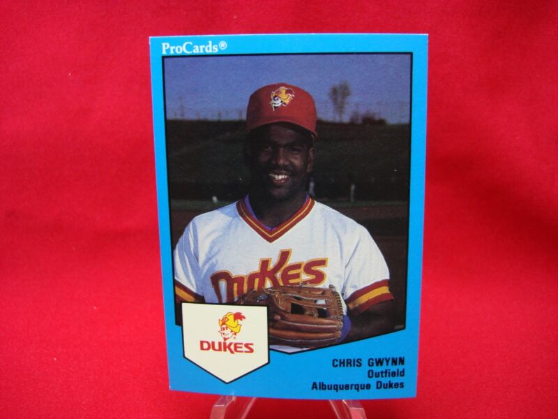 Collection of 1989 ProCards Minor League Baseball cards featuring the Albuquerque Dukes, including Chris Gwynn card #64