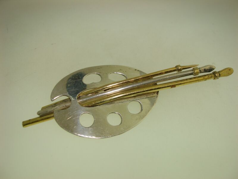Vintage Mexico Sterling Silver Artist Palette Pin Brooch Signed AIS