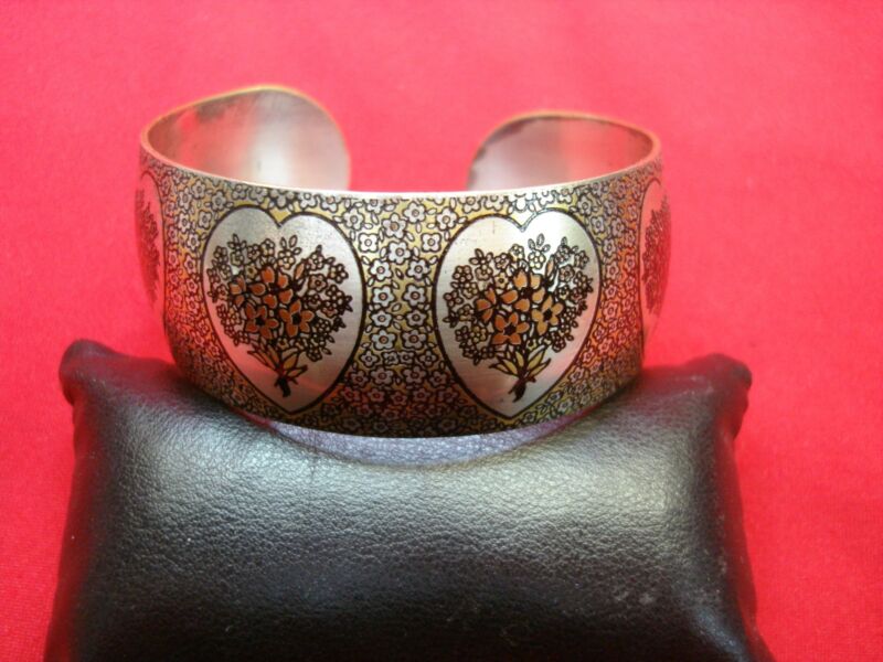 Vintage Reed & Barton Damascus Hearts & Flowers Cuff Bracelet
