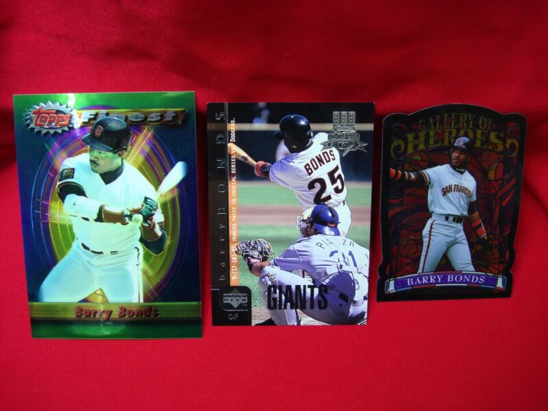 Set of three oversized Barry Bonds baseball cards in great condition.