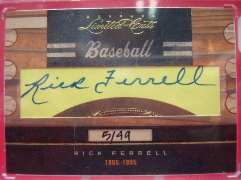 Rick Ferrell 2011 Panini Donruss Limited Cuts Autographed Baseball Card (5/49) PSA Graded