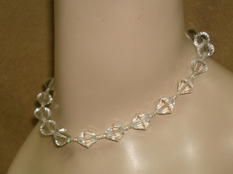 Vintage 1940s facet glass bicone and rondelle choker necklace