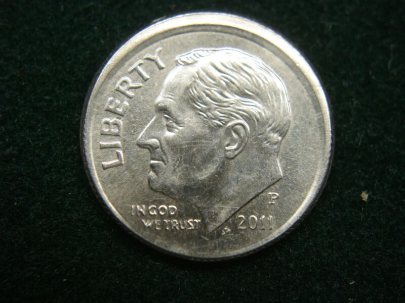 2011 P Roosevelt Dime - Off-Center Strike Error, Excellent Condition