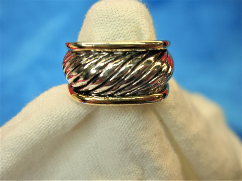 Gold vermeil accent sterling silver ring, size 6 1/4