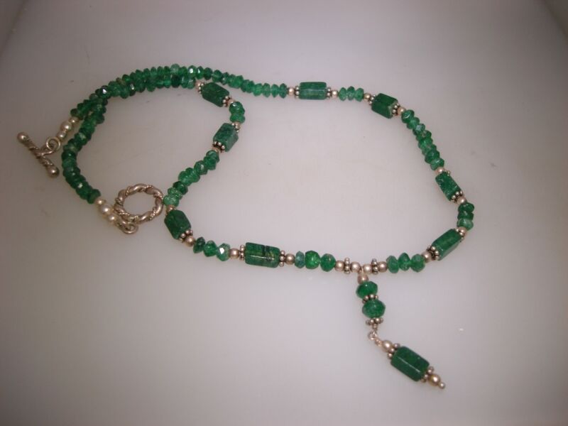 Sterling Silver Aventurine Choker Necklace | Green Gemstone Toggle Clasp