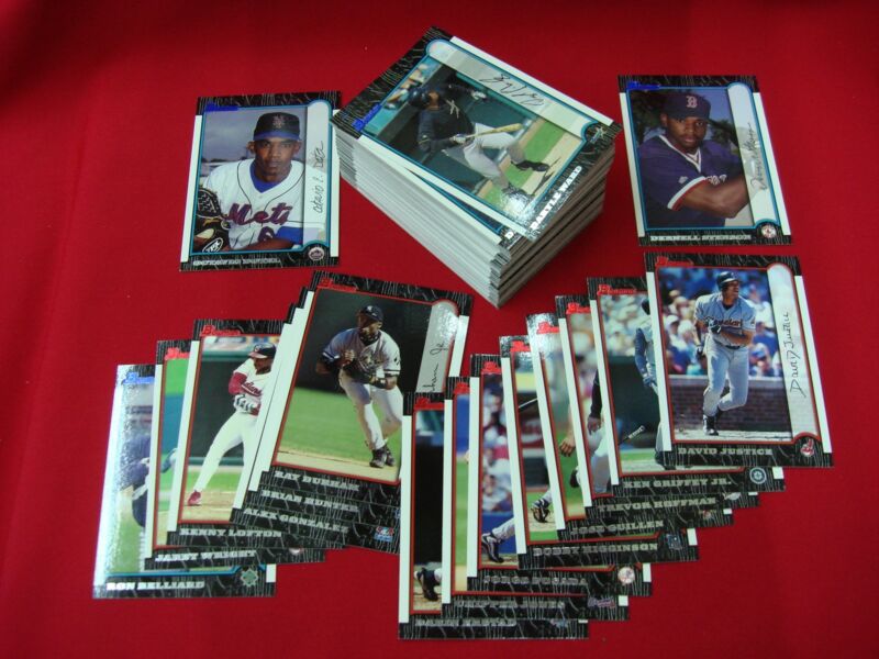 1999 Bowman Baseball Cards collection with over 100 cards, including two pre-production Dernell Stenson cards.