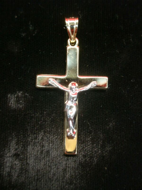 14K Yellow & White Gold Cross Pendant