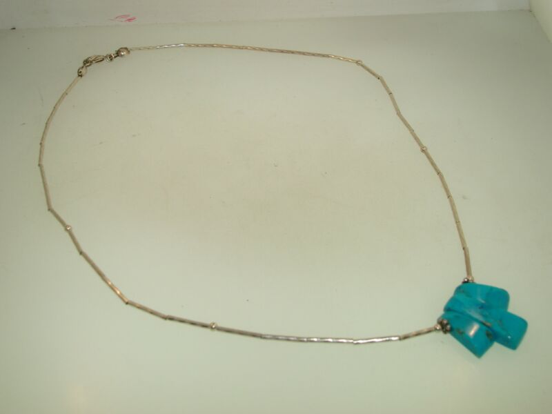 Vintage Southwestern Liquid Silver & Turquoise Choker Necklace
